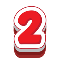 number 2 red cartoon text effect png