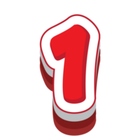 number 1 red cartoon text effect png