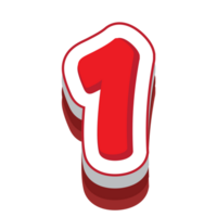 numero 1 rosso cartone animato testo effetto png