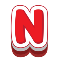 letter n red cartoon text effect png