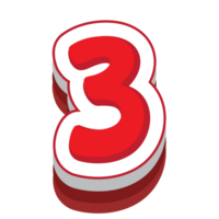 number 3 red cartoon text effect png