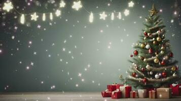 AI generated christmas tree with gift boxes -  Christmas background - christmas tree with copy space video