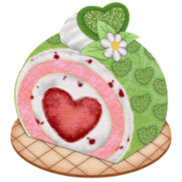 Green Tea Cream Roll Cake png