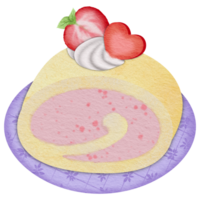 Fresh milk strawberry roll cake png