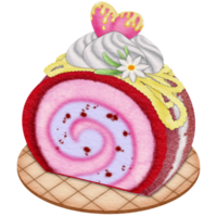 Strawberry Cream Roll Cake png