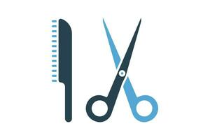 Scissors and Comb icon. icon related to makeup, hairdressing and styling. solid icon style. element illustration vector