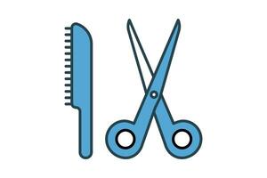 Scissors and Comb icon. icon related to makeup, hairdressing and styling. flat line icon style. element illustration vector