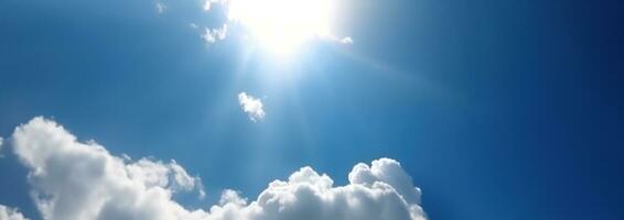 ai generado azul cielo antecedentes con blanco mullido nubes foto