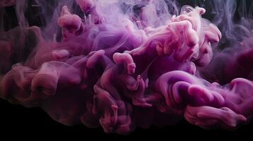 AI generated purple and blue colors mixing, smoke effect in water. Thick colorful smoke purple, pink, red, blue on a black isolated background photo