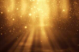 AI generated gold abstract background with bokeh defocused lights photo