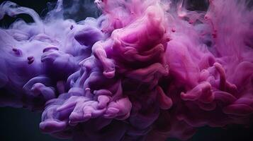 AI generated purple and blue colors mixing, smoke effect in water. Thick colorful smoke purple, pink, red, blue on a black isolated background photo