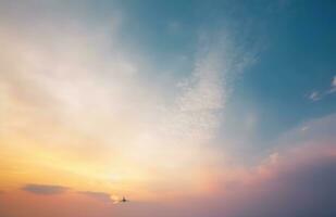 ai generado cielo azul y naranja ligero de el Dom mediante el nubes en el cielo sobrevivir foto