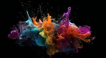 AI generated Color drops in water , abstract color mix , drop of Ink color mix paint falling on water Colorful ink in water photo