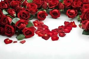 AI generated Bouquet of red rose flowers isolated on white background photo