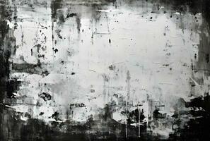 AI generated rusty metal surface with cracking texture and background, black and white color photo