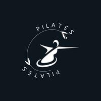 resumen pilates logo, yoga identidad cuerpo equilibrar vector monoline diseño modelo. bienestar estilo de vida