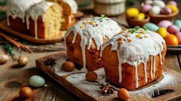 ai generado kulich y paska Pascua de Resurrección un pan foto