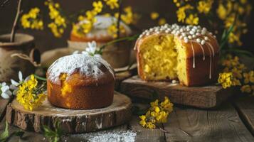 ai generado kulich y paska Pascua de Resurrección un pan foto