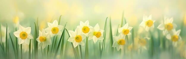 AI generated daffodil flowers spring background photo