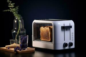 AI generated a toaster with bread and bread with blueberry jam photo