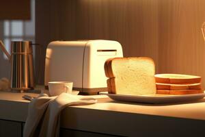 AI generated a toaster with bread and bread with blueberry jam photo