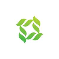 Ecology logo square leaf twisted green vector design