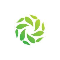 Ecology logo round leaf twisted green vector design