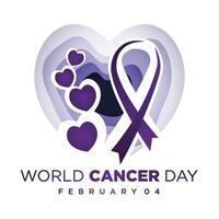 Background World Cancer Day design paper cut style vector