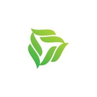 Ecology logo triangle leaf twisted green vector design