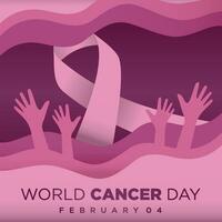 World Cancer Day 3D abstract background and paper cut shapes vector