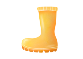 cut out, clip art Hand drawn watercolor yellow cute rubber boots for baby on transparent background. clean protecting from moisture, rain, puddles for Gardening, farm. spring, summer, autumn time png