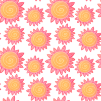 cute watercolor childish Seamless pattern with sunflower flower that looks like sun on transparent background. Design for children s textiles, packaging, wrapping paper. wallpaper print for fabrics png