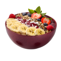 ai gegenereerd kom van acai kom met toppings Aan transparant achtergrond PNG beeld