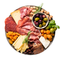 AI generated Plate of Charcuterie and Cheese on transparent background PNG image