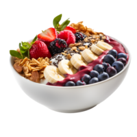 ai gegenereerd kom van acai kom met toppings Aan transparant achtergrond PNG beeld