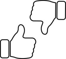 Thumb up and thumb down icon in line style set. isolated on Collection of Thumbs Up and Down use for like and dislike signs. vector for apps, website