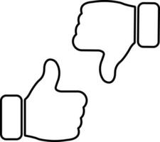 Thumb up and thumb down icon in line style set. isolated on Collection of Thumbs Up and Down use for like and dislike signs. vector for apps, website