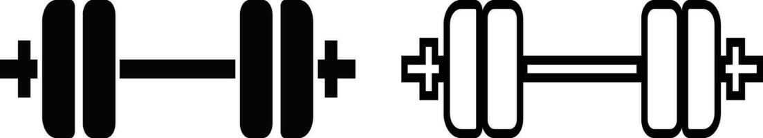 Barbell weight training icon in flat, line set. isolated on for exercise Beautiful realistic fitness Olympic barbell plates Dumbbells vector for apps, website