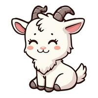 cute goat siting with horn vector