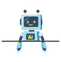 Cute robot with empty blank white board vector