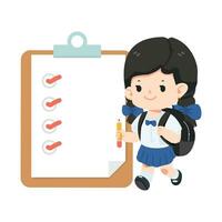 student holding pencil with Clipboard and checklist vector