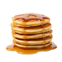 ai généré crêpe empiler avec érable sirop sur transparent Contexte png image