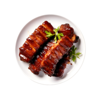 AI generated Plate of Barbecue Ribs on transparent background PNG image