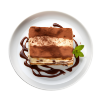 AI generated Plate of Tiramisu on transparent background PNG image