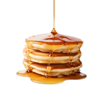 ai gegenereerd pannenkoek stack met esdoorn- siroop Aan transparant achtergrond PNG beeld