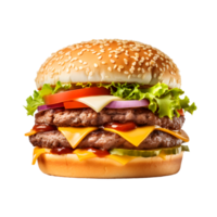 ai genererad hamburgare med ost på transparent bakgrund png bild