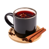 AI generated Mug of Mulled Wine with Cinnamon Stick on transparent background PNG image