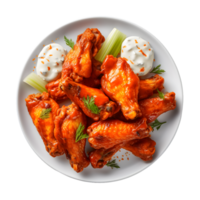 AI generated Plate of Buffalo Chicken Wings on transparent background PNG image