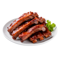 AI generated Plate of Barbecue Ribs on transparent background PNG image