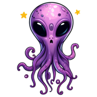 AI generated alien monster cartoon on transparent background png